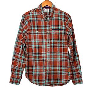 Scotch & Soda Women's Plaid Flannel Button Down Shirt Roll Tab Sleeves Size S